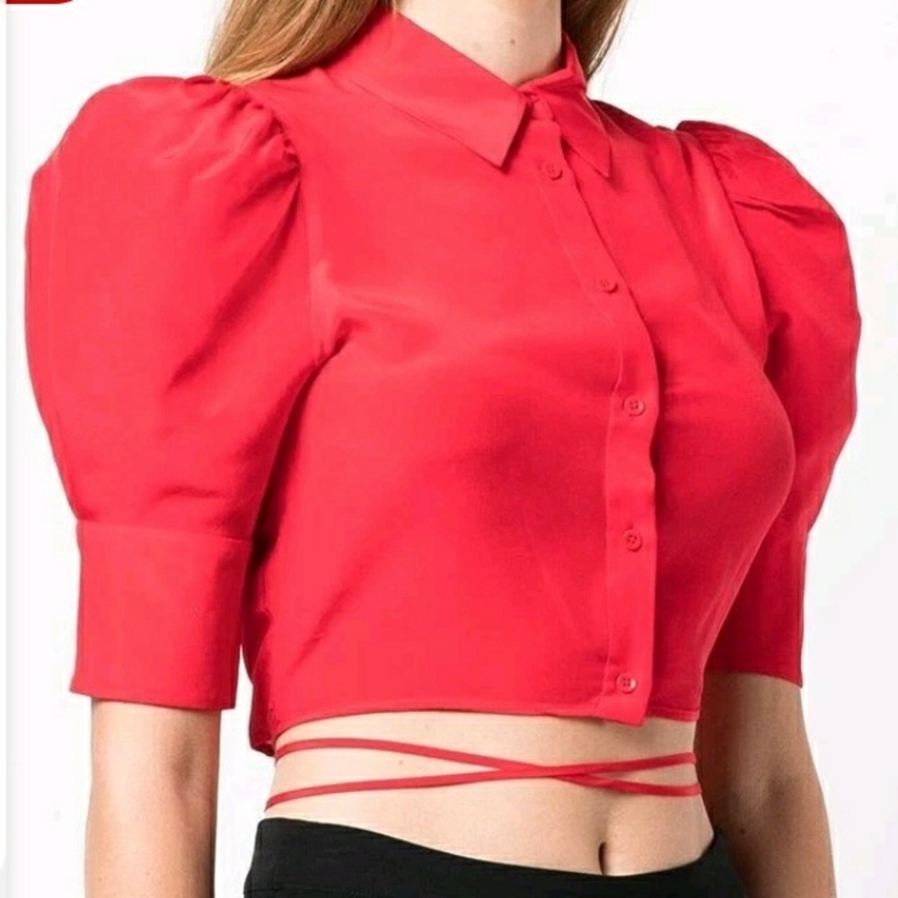 Alice+Olivia Cropped Red 4th Of July Blouse M